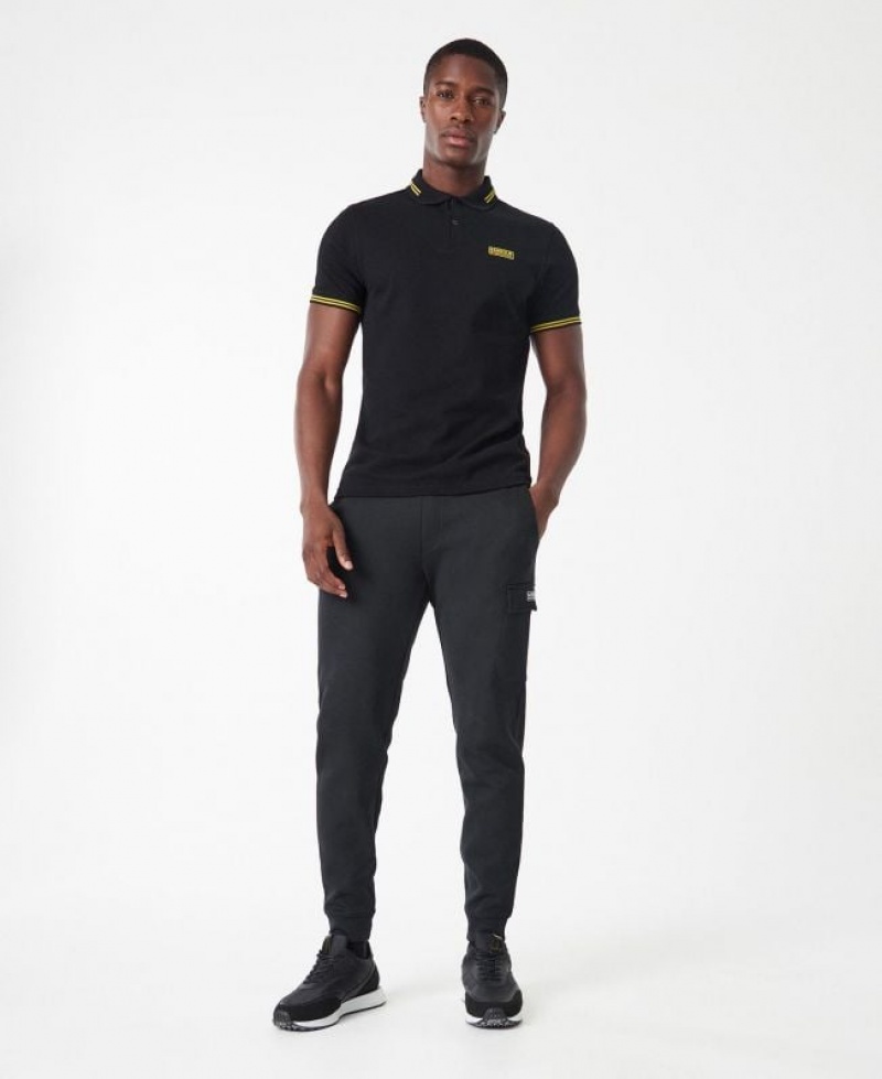 Black Men Barbour International Essential Tipped Polo Shirt | US-9576IOCTQ