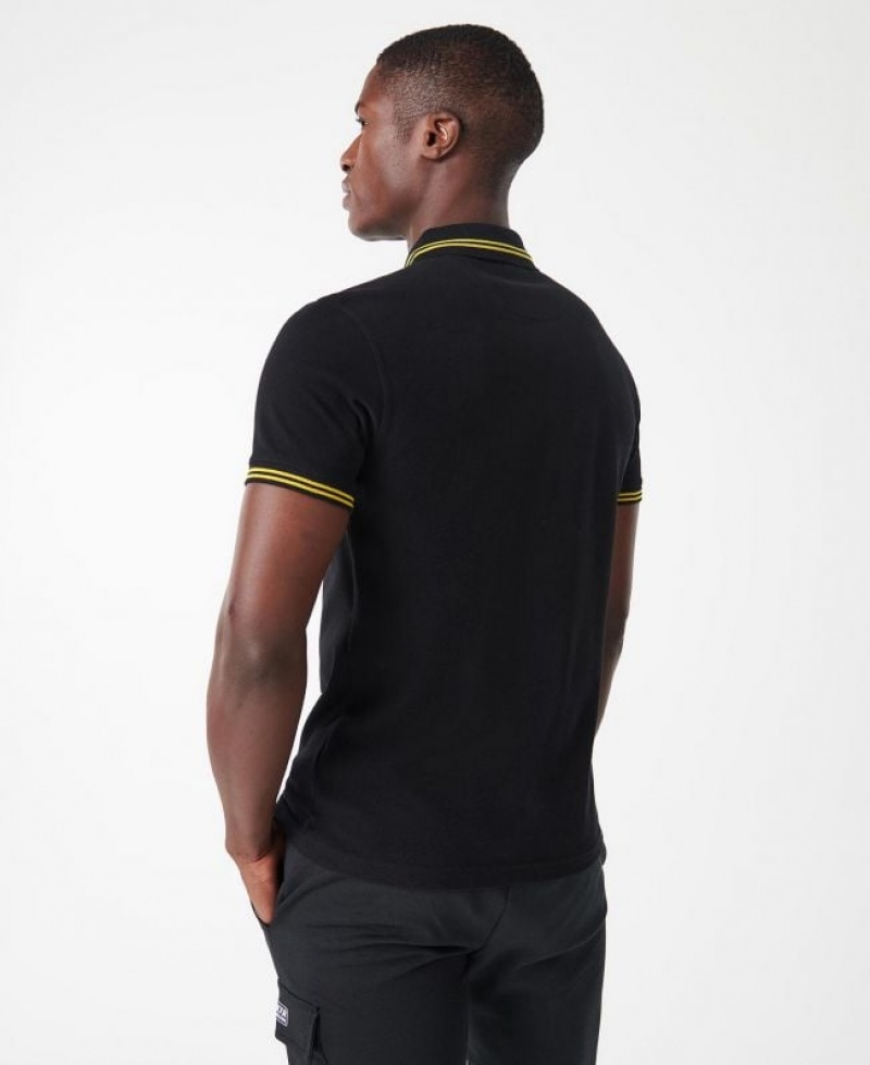 Black Men Barbour International Essential Tipped Polo Shirt | US-9576IOCTQ