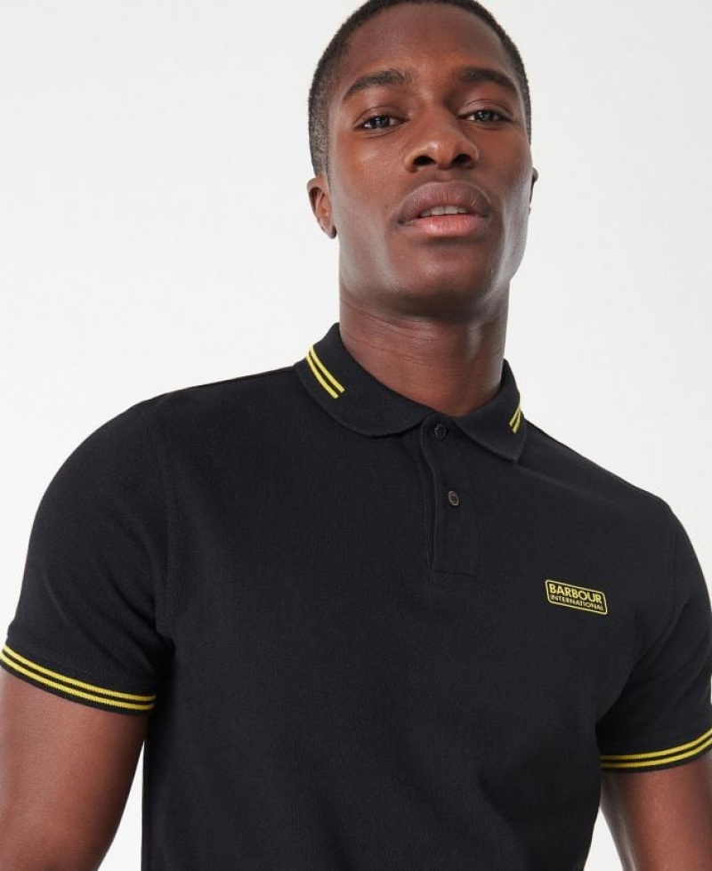 Black Men Barbour International Essential Tipped Polo Shirt | US-9576IOCTQ