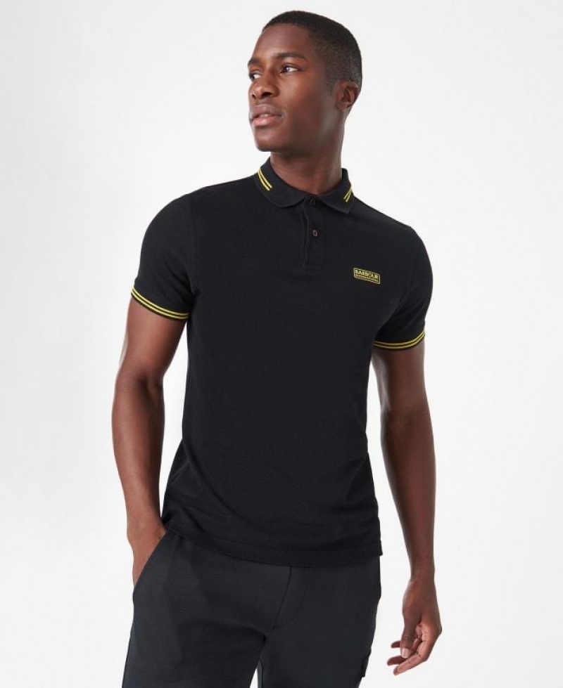 Black Men Barbour International Essential Tipped Polo Shirt | US-9576IOCTQ