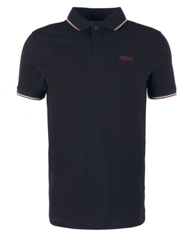 Black Men Barbour International Event Multi Tipped Polo Shirt | US-6293MPCXY