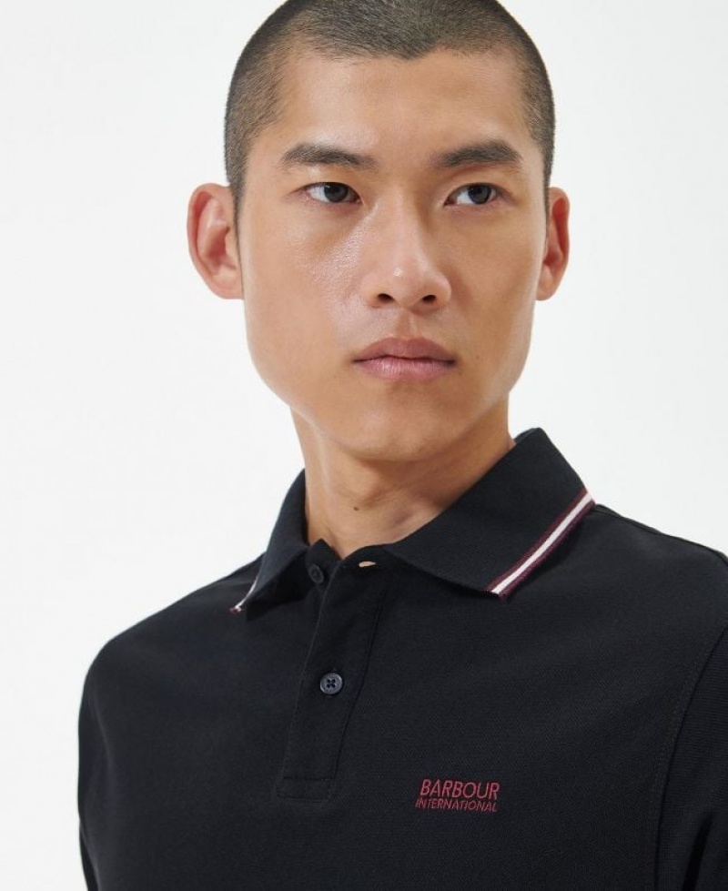 Black Men Barbour International Event Multi Tipped Polo Shirt | US-6293MPCXY