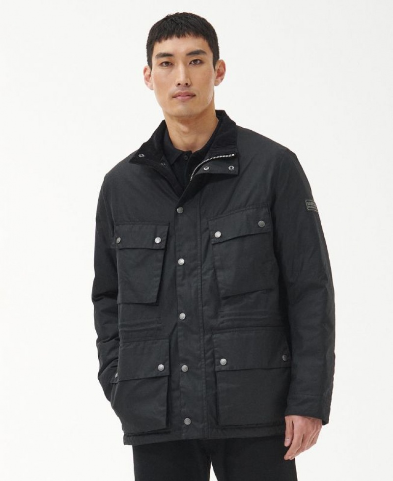 Black Men Barbour International Garnet Waxed Jacket | US-0938MKXWQ