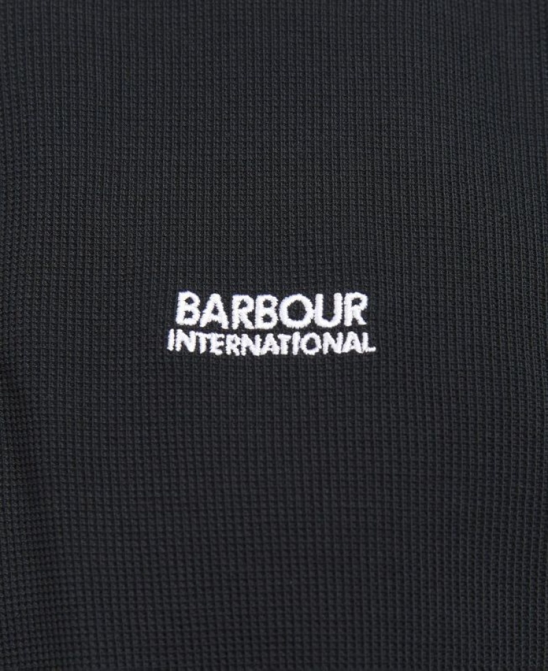 Black Men Barbour International Gauge Zip Polo Shirt | US-3764CPWJN