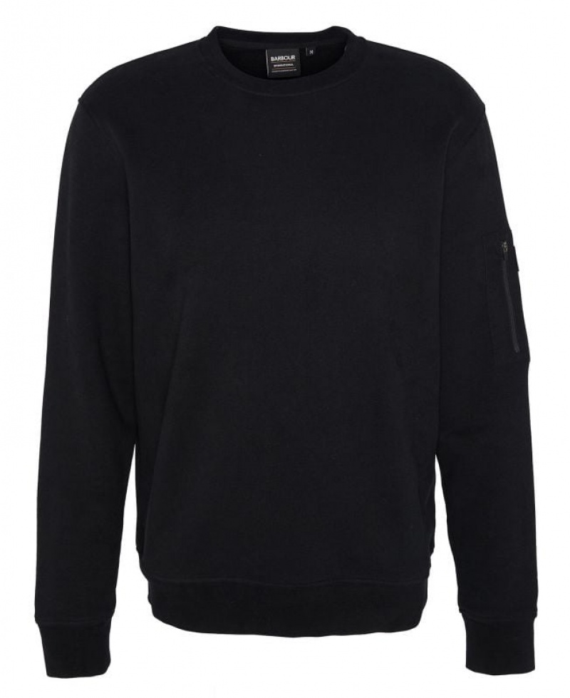 Black Men Barbour International Grip Crew Neck Sweater | US-7263GFYDI