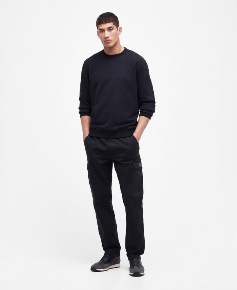 Black Men Barbour International Grip Crew Neck Sweater | US-7263GFYDI