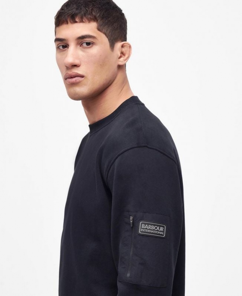 Black Men Barbour International Grip Crew Neck Sweater | US-7263GFYDI