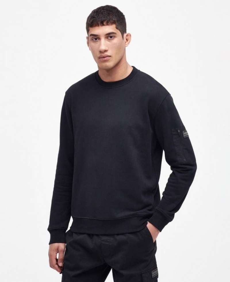 Black Men Barbour International Grip Crew Neck Sweater | US-7263GFYDI