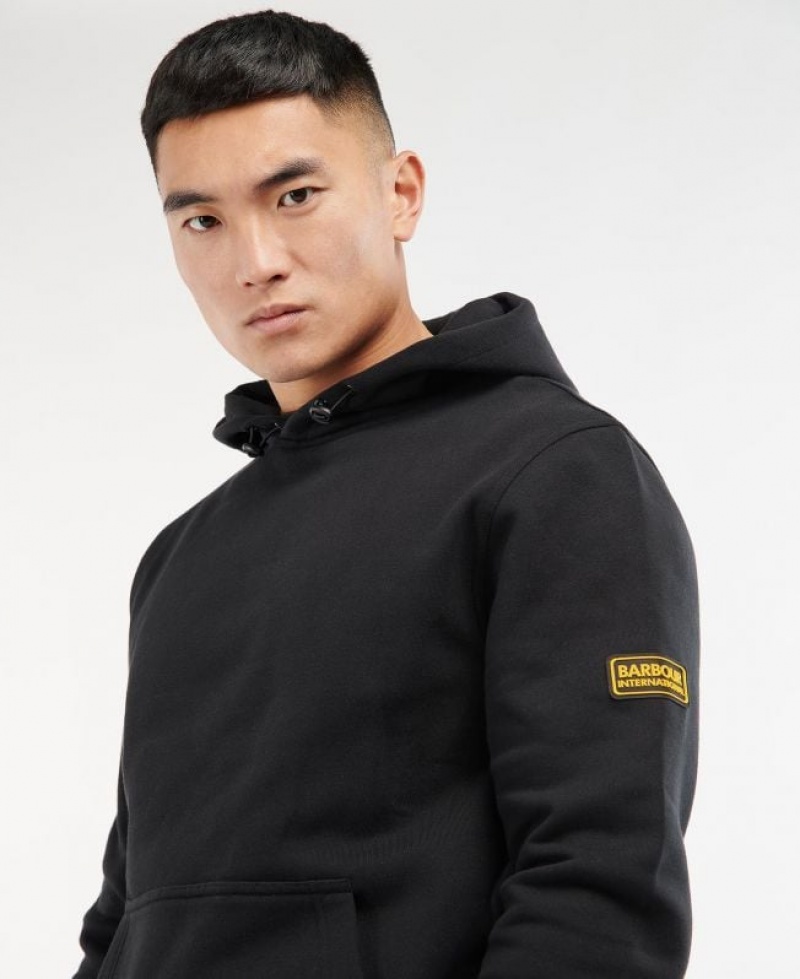 Black Men Barbour International Kapuzenpullover Badge Hoodie | US-0132IGCYP