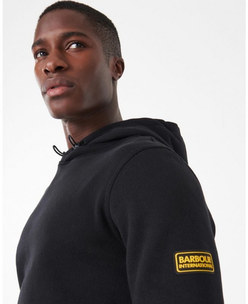 Black Men Barbour International Kapuzenpullover Badge Hoodie | US-0132IGCYP