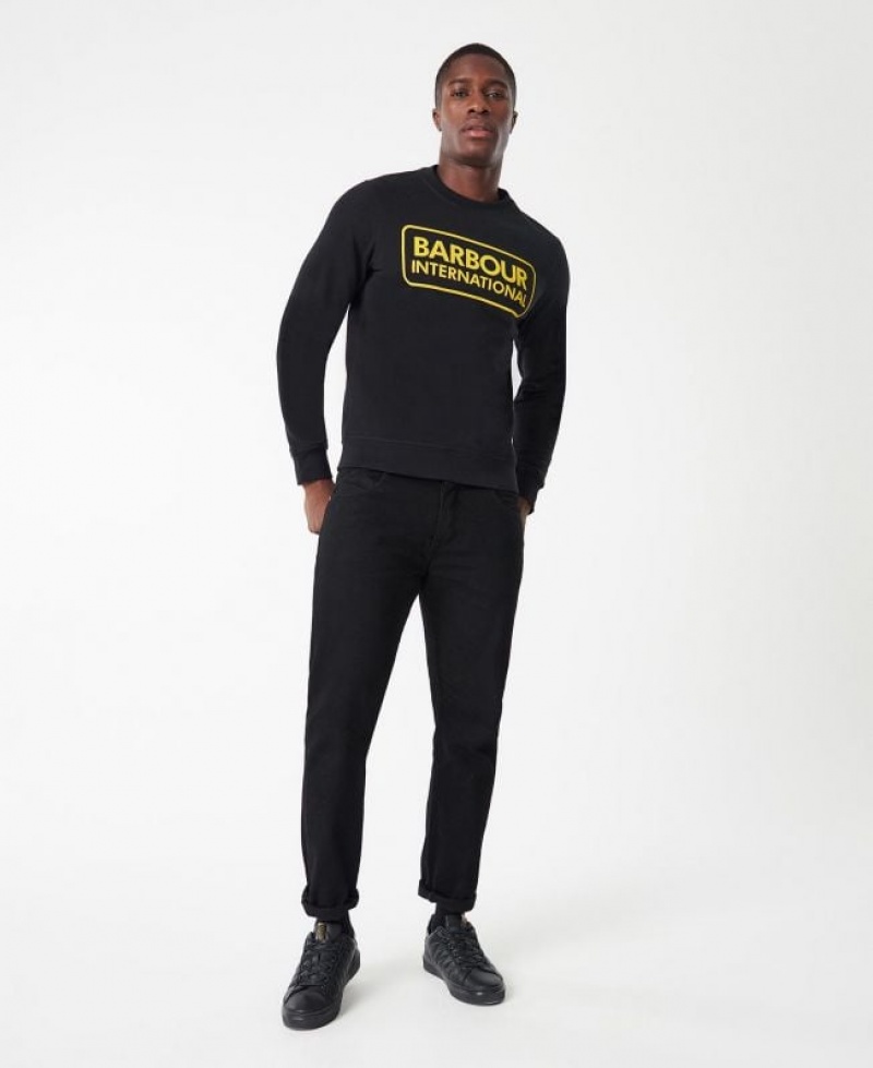 Black Men Barbour International Large Logo Sweatshirt | US-9064SBHOV