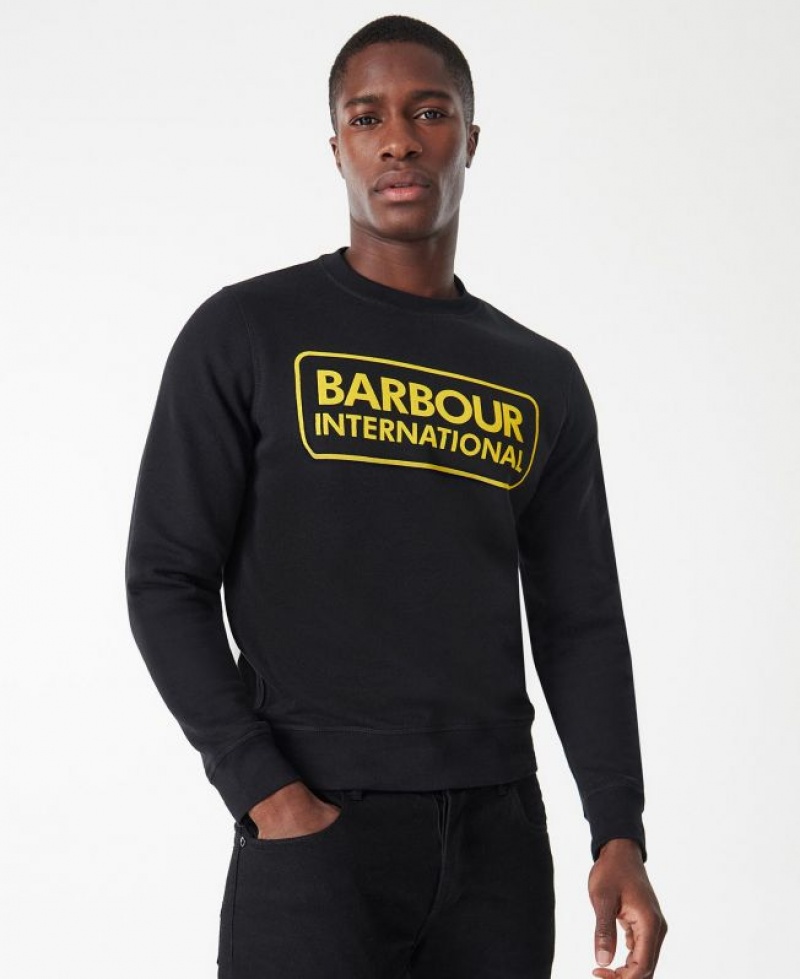 Black Men Barbour International Large Logo Sweatshirt | US-9064SBHOV