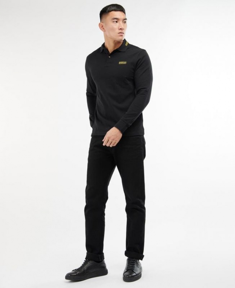 Black Men Barbour International Legacy Tipped Long Sleeve Polo Shirt | US-5789EJCNS