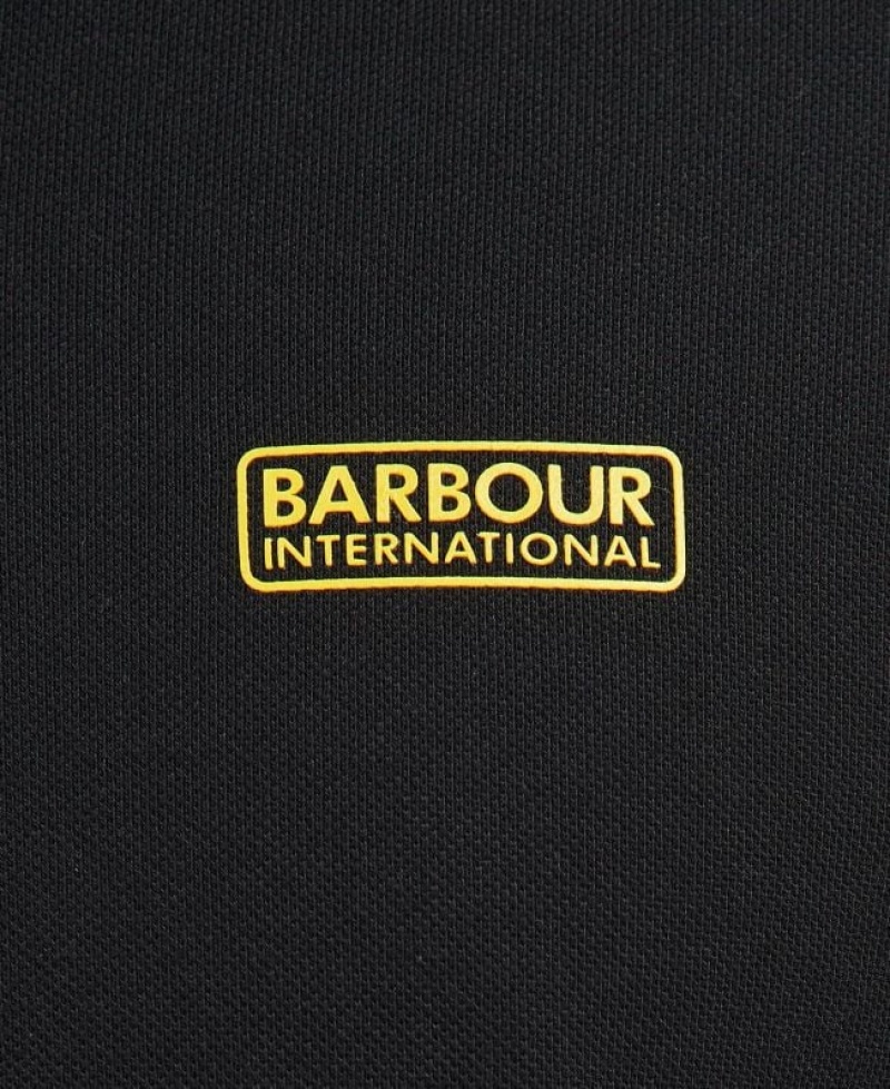 Black Men Barbour International Legacy Tipped Long Sleeve Polo Shirt | US-5789EJCNS