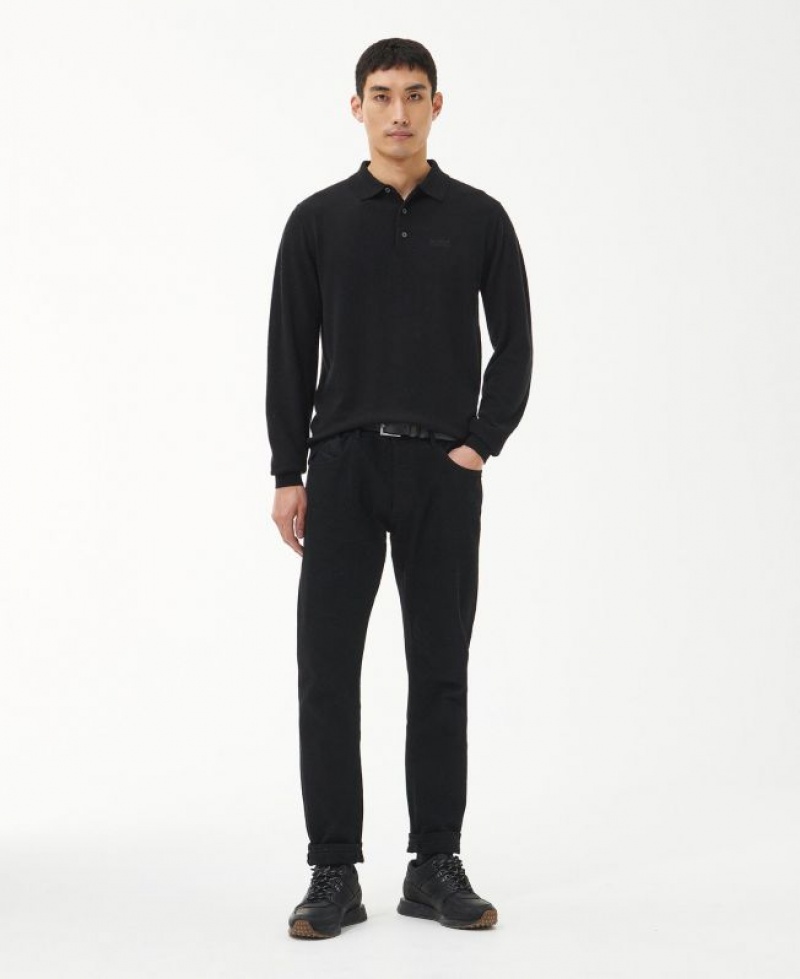 Black Men Barbour International Merino Polo Shirt | US-9518ZSCGI