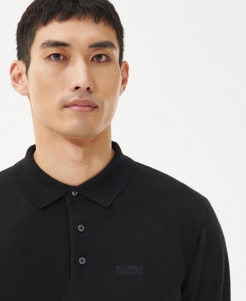 Black Men Barbour International Merino Polo Shirt | US-9518ZSCGI