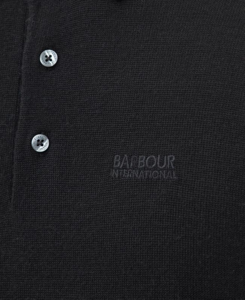 Black Men Barbour International Merino Polo Shirt | US-9518ZSCGI