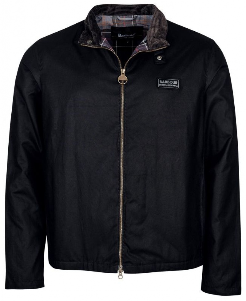 Black Men Barbour International Mind Waxed Jacket | US-9846GBKQH