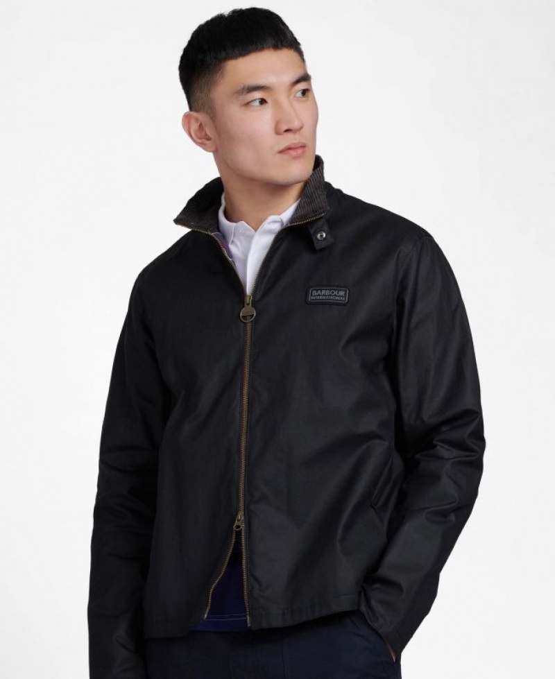 Black Men Barbour International Mind Waxed Jacket | US-9846GBKQH