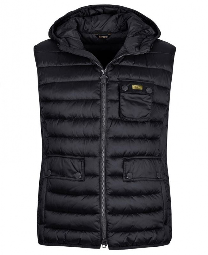 Black Men Barbour International Ousten Hooded Vest | US-7250YRZTB