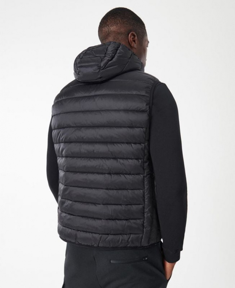 Black Men Barbour International Ousten Hooded Vest | US-7250YRZTB