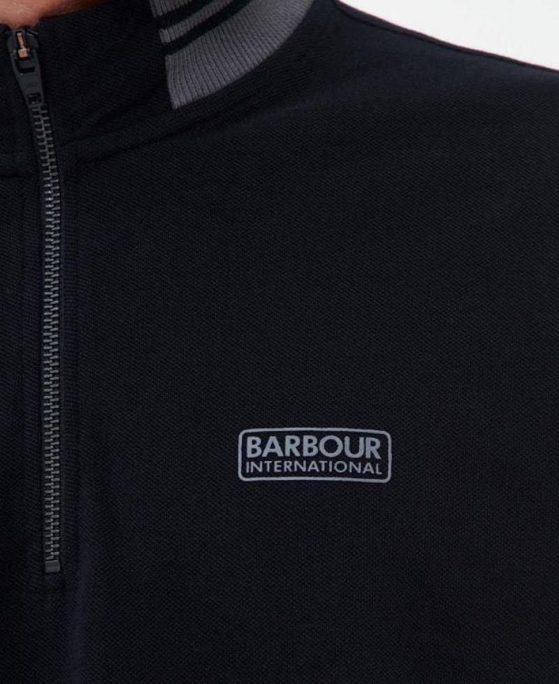 Black Men Barbour International Pipe Polo Shirt | US-3704ZHTFI