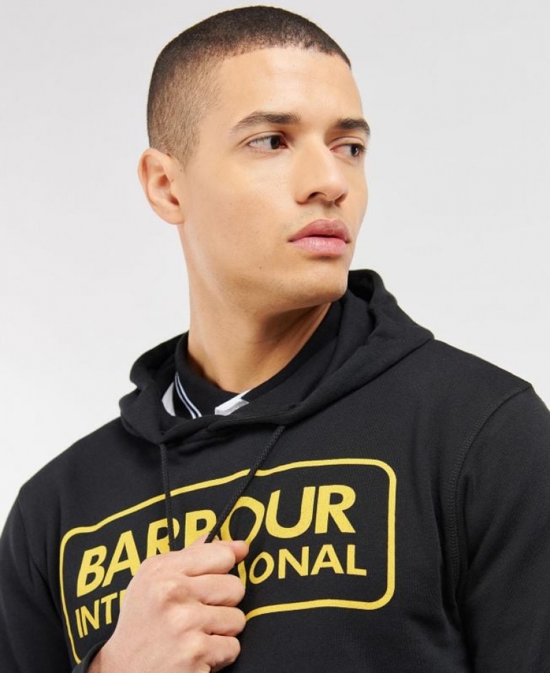 Black Men Barbour International Pop Over Hoodie | US-5217QGVYP