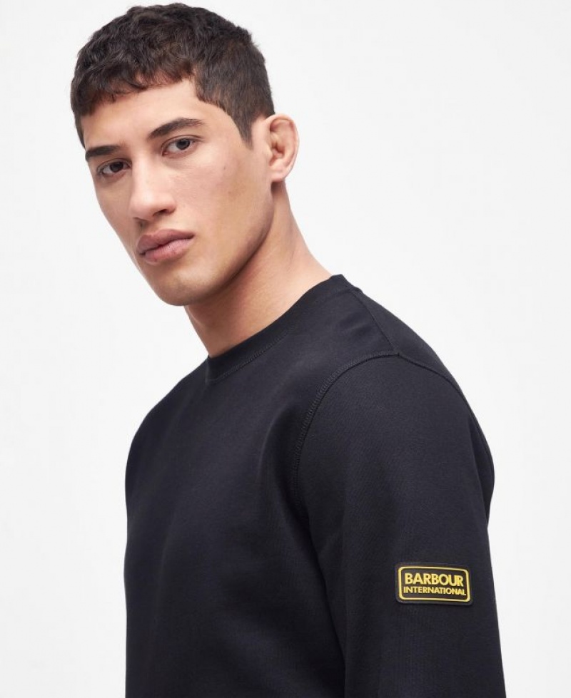 Black Men Barbour International Racer Badge Sweatshirt | US-8351YTPDL