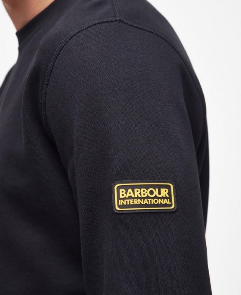 Black Men Barbour International Racer Badge Sweatshirt | US-8351YTPDL