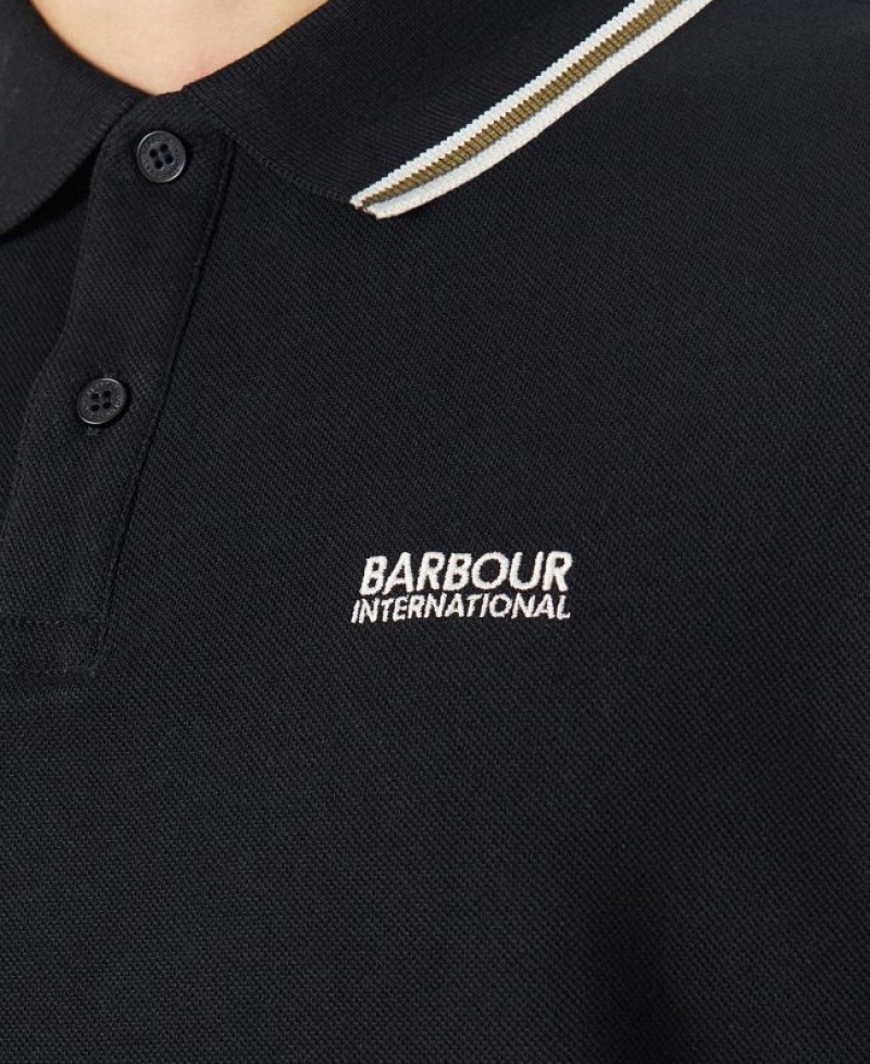 Black Men Barbour International Rider Tipped Polo Shirt | US-1723ZYAHT