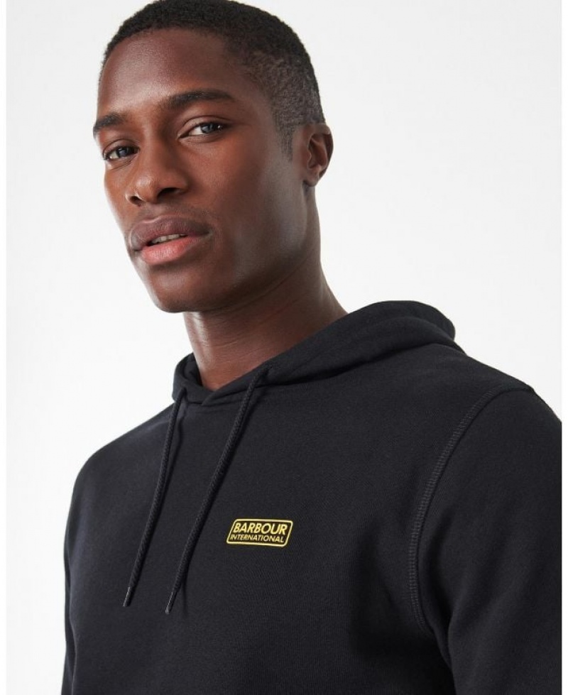 Black Men Barbour International Small Logo Hoodie | US-5837UHEST