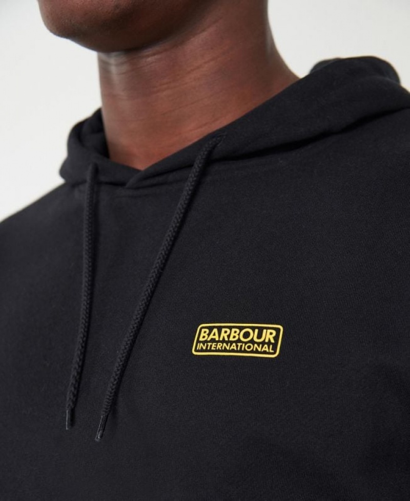 Black Men Barbour International Small Logo Hoodie | US-5837UHEST