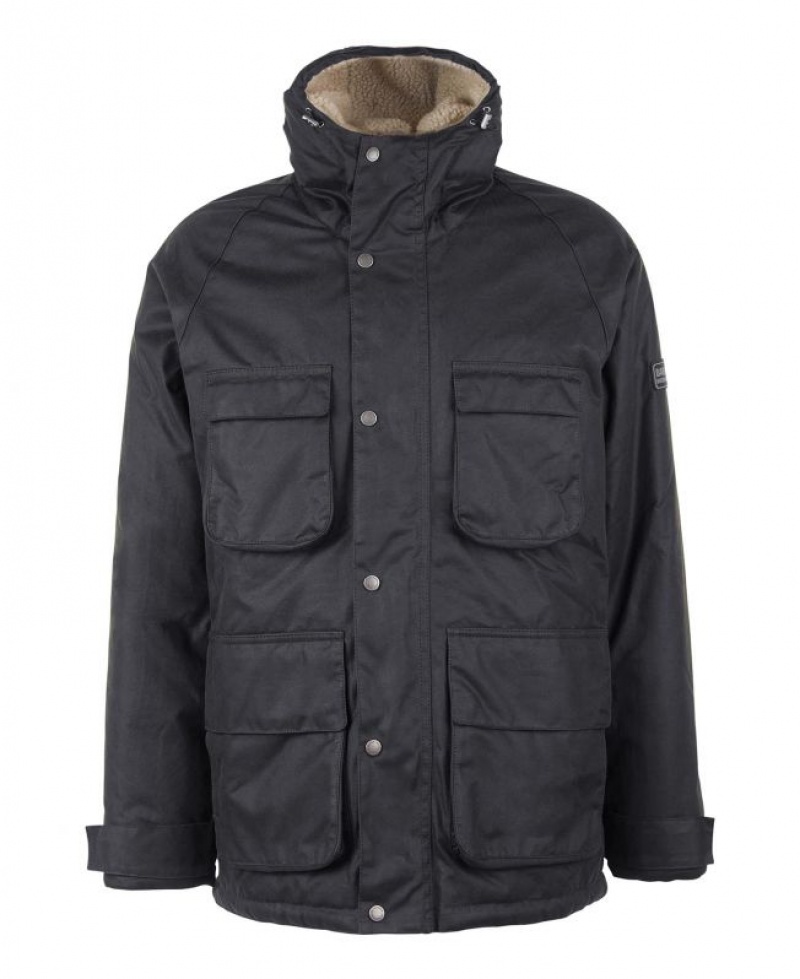 Black Men Barbour International Tantallon Waxed Jacket | US-7496KROZN