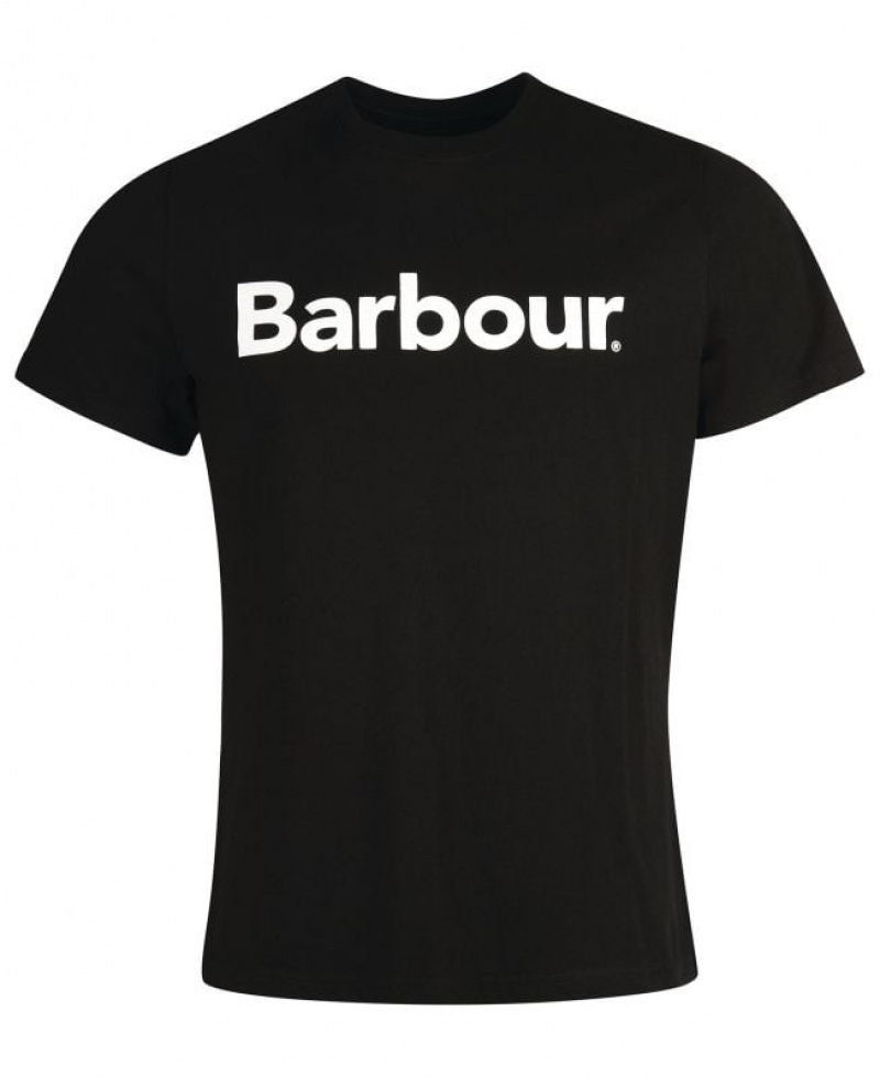 Black Men Barbour Logo T-Shirts | US-7869NHUBI