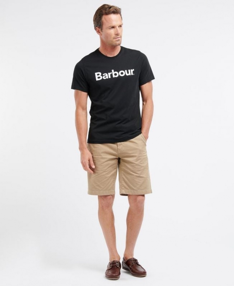 Black Men Barbour Logo T-Shirts | US-7869NHUBI