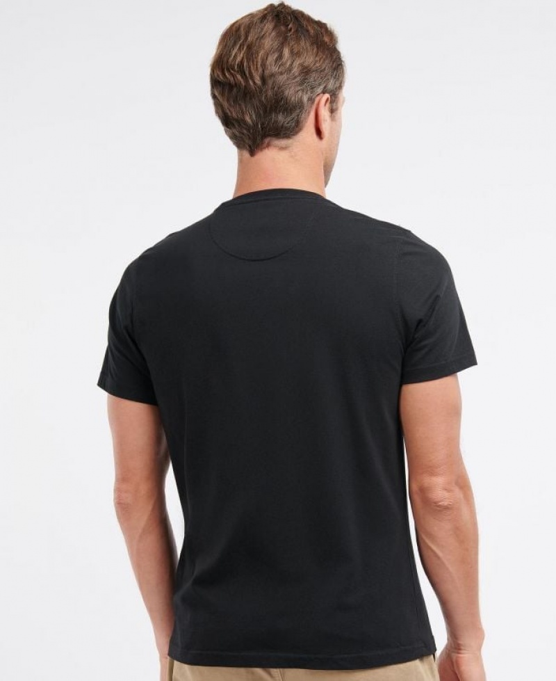 Black Men Barbour Logo T-Shirts | US-7869NHUBI