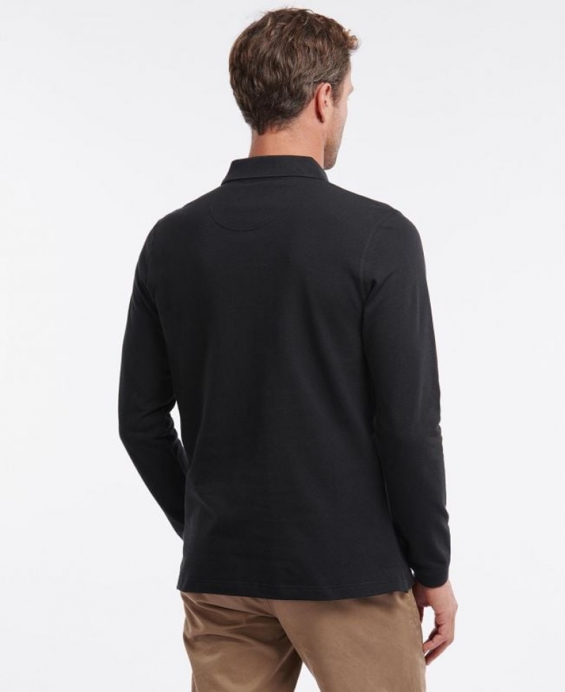 Black Men Barbour Long-Sleeved Sports Polo Shirt | US-4281MAOJB