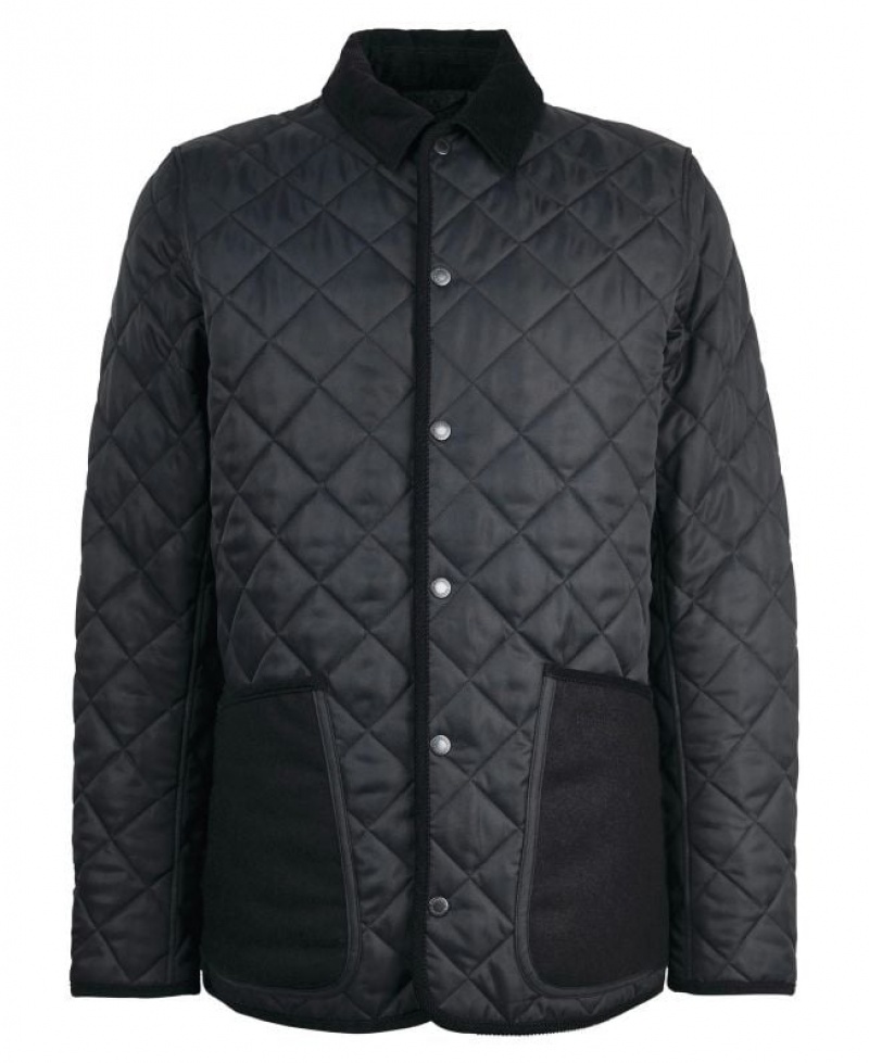 Black Men Barbour Orton Liddesdale Quilted Jacket | US-0573GQHOD