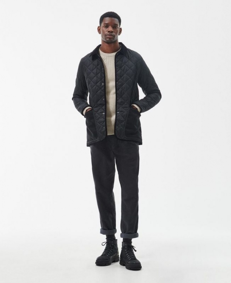 Black Men Barbour Orton Liddesdale Quilted Jacket | US-0573GQHOD