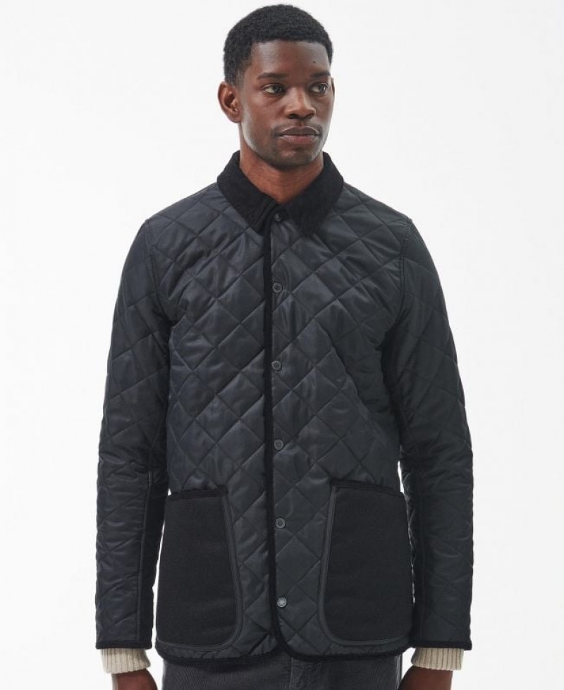 Black Men Barbour Orton Liddesdale Quilted Jacket | US-0573GQHOD