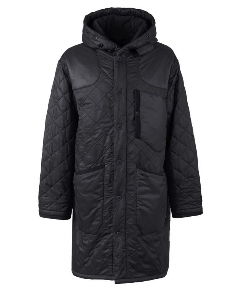 Black Men Barbour Overnight Polar Quilted Parka Jacket | US-2478ZICFG