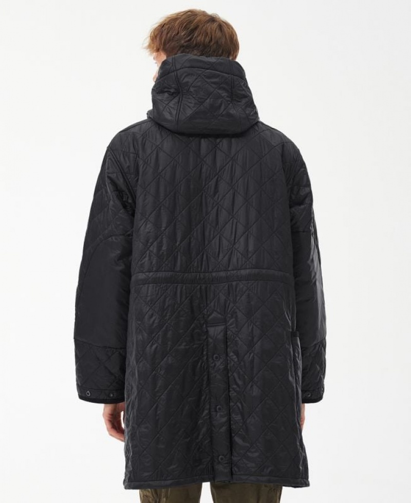 Black Men Barbour Overnight Polar Quilted Parka Jacket | US-2478ZICFG