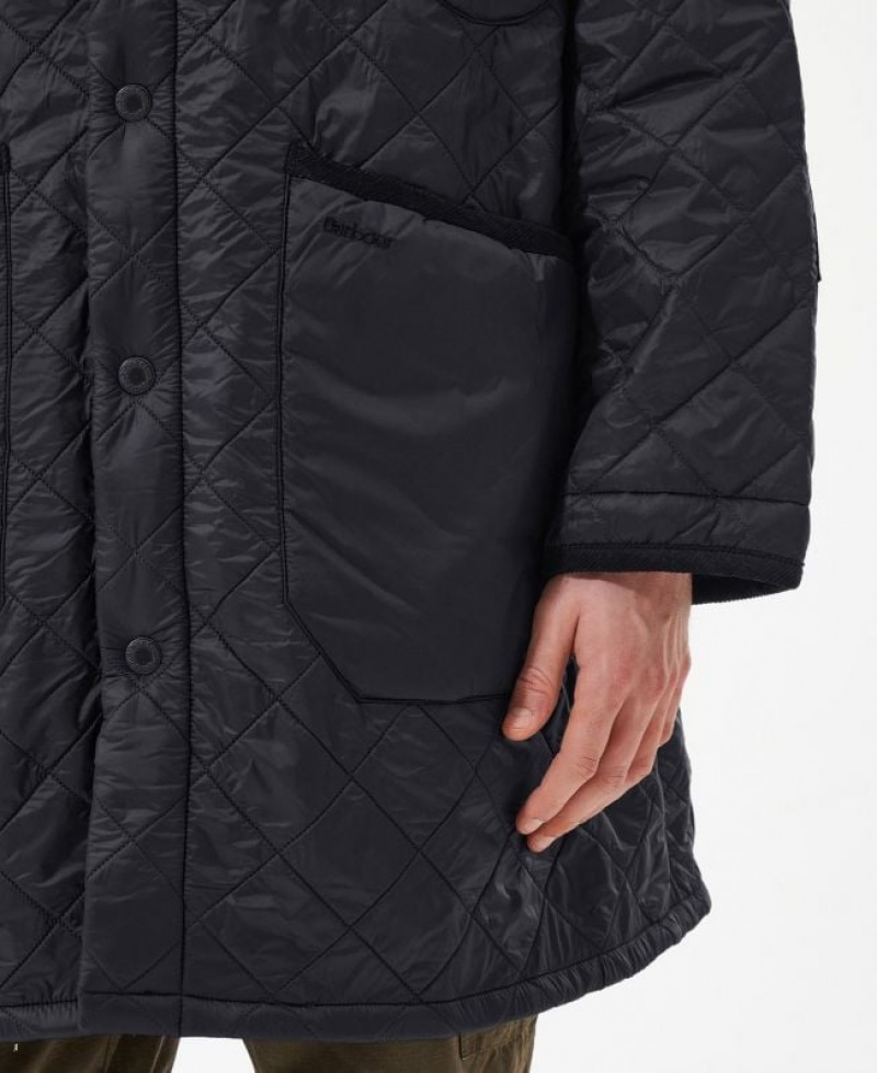 Black Men Barbour Overnight Polar Quilted Parka Jacket | US-2478ZICFG