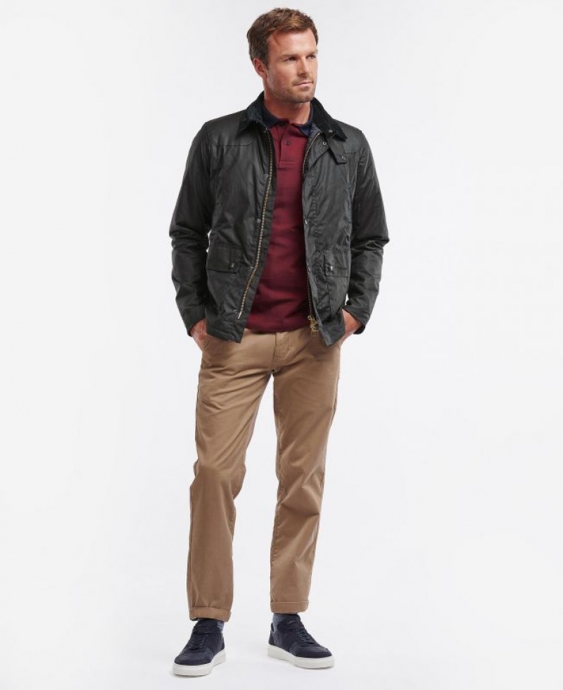 Black Men Barbour Reelin Cotton Waxed Jacket | US-3471LRZEJ