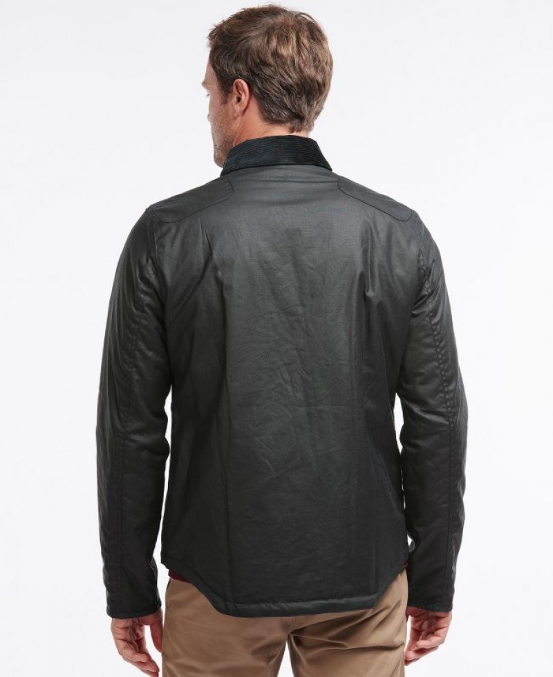 Black Men Barbour Reelin Cotton Waxed Jacket | US-3471LRZEJ