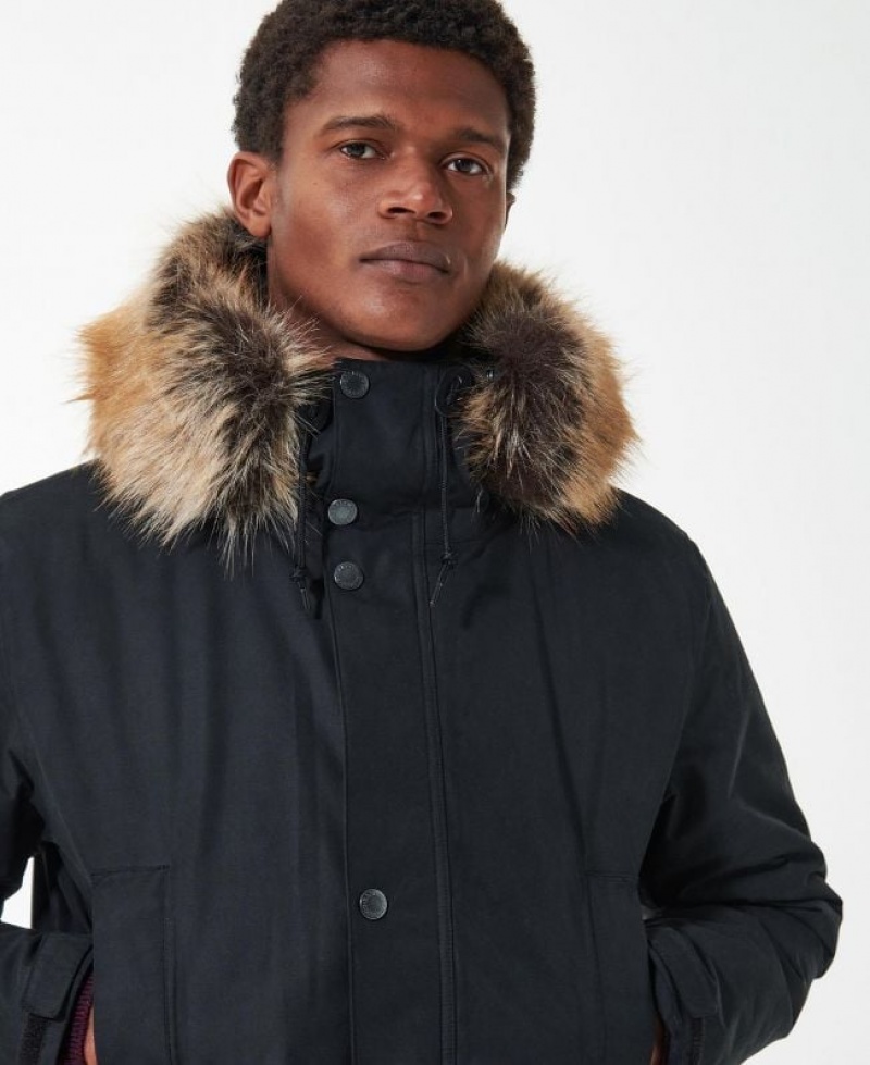 Black Men Barbour Ripley Parka Jacket | US-0735FGMIR