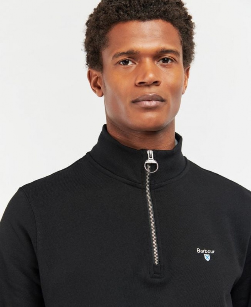 Black Men Barbour Rothley Half Zip Sweatshirt | US-3725YNOVH