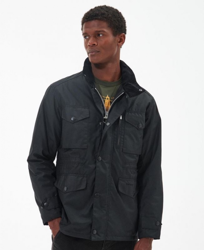 Black Men Barbour Sapper Waxed Jacket | US-4271XLMGK