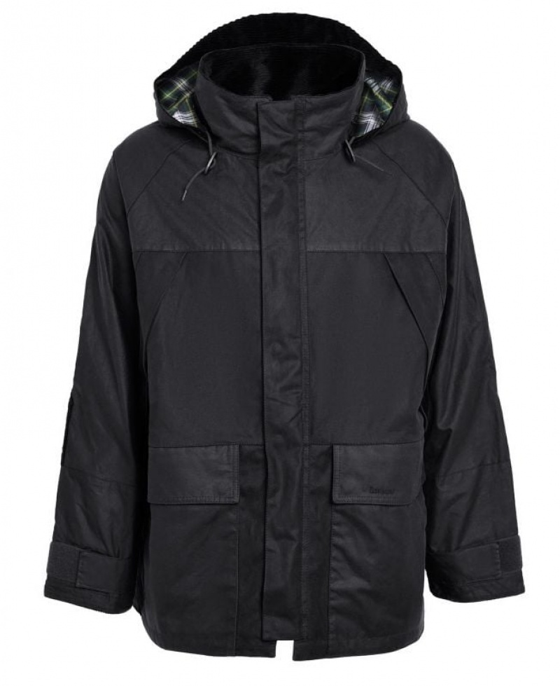 Black Men Barbour Short Field Parka Jacket | US-8672KNCOF