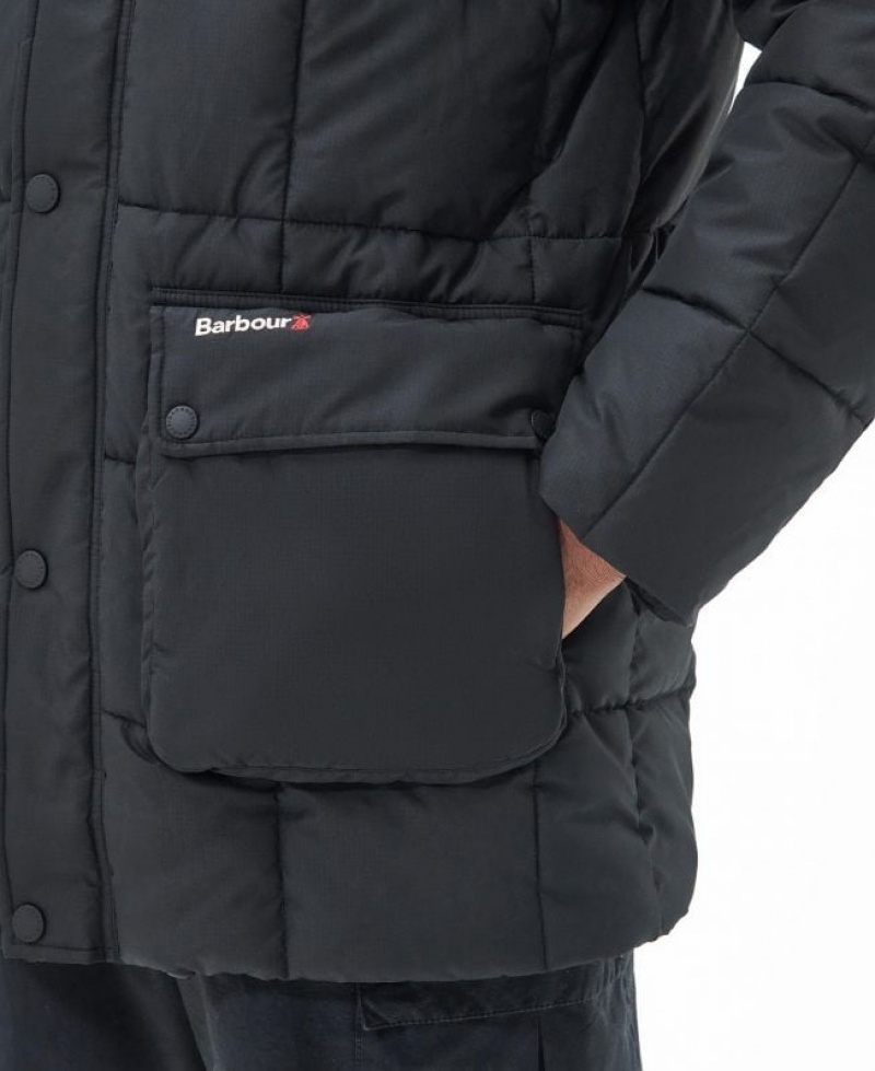 Black Men Barbour Snowfell Quilted Jacket | US-2681WSBRM